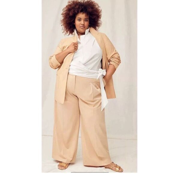 NWT Lane Bryant Chino Collection Wide Leg Pants Size  22 Mid-Rise Regular Stretc - Picture 1 of 11